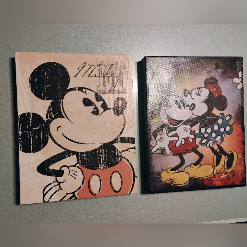 Mickey and Minnie Mouse Wall Art Set - Black, Red, Yellow